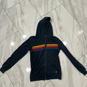 Aviator nation 5 Stripe Hoodie in Charcoal